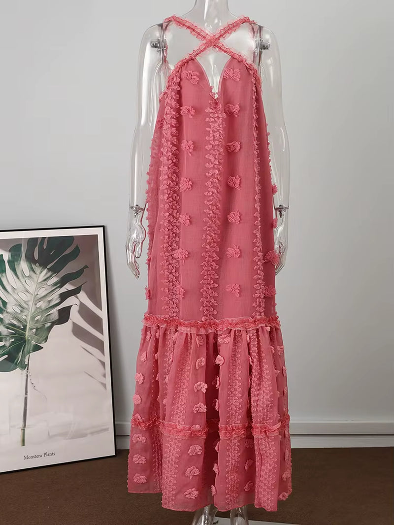 Sleeveless Halter Maxi Summer Dress