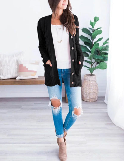 Women'S Cable Knit Cardigan Sweaters 2026 Fall Spring Long Sleeve Open Front Button down Trendy Outerwear Coats